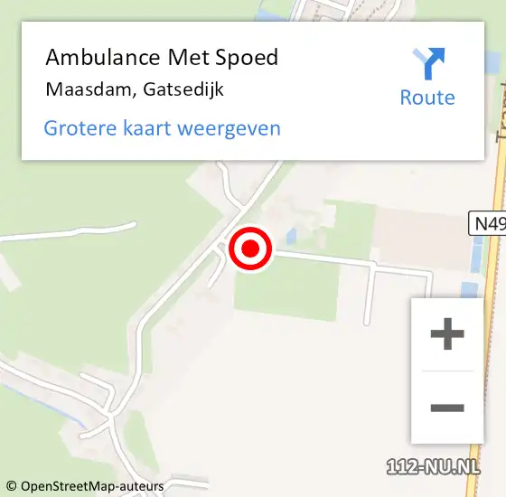 Locatie op kaart van de 112 melding: Ambulance Met Spoed Naar Maasdam, Gatsedijk op 4 december 2023 12:02