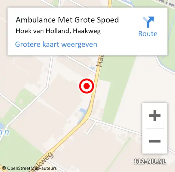 Locatie op kaart van de 112 melding: Ambulance Met Grote Spoed Naar Hoek van Holland, Haakweg op 4 december 2023 12:10