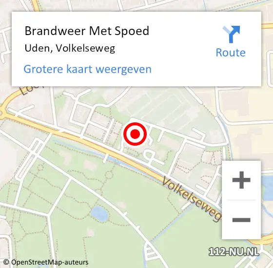 Locatie op kaart van de 112 melding: Brandweer Met Spoed Naar Uden, Volkelseweg op 4 december 2023 12:15