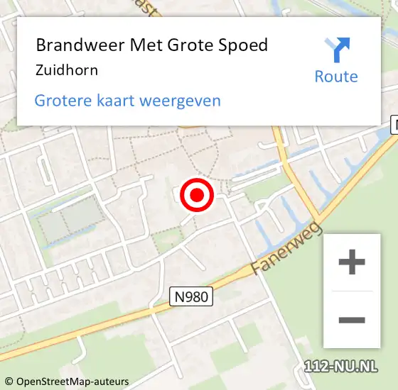Locatie op kaart van de 112 melding: Brandweer Met Grote Spoed Naar Zuidhorn op 4 december 2023 12:16