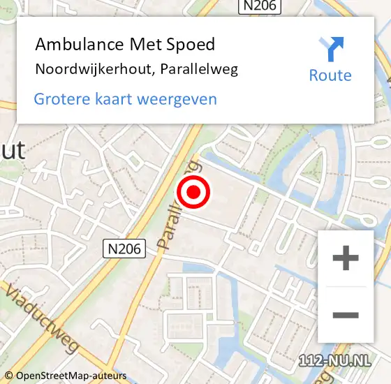 Locatie op kaart van de 112 melding: Ambulance Met Spoed Naar Noordwijkerhout, Parallelweg op 4 december 2023 12:37