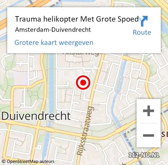 Locatie op kaart van de 112 melding: Trauma helikopter Met Grote Spoed Naar Amsterdam-Duivendrecht op 4 december 2023 12:40