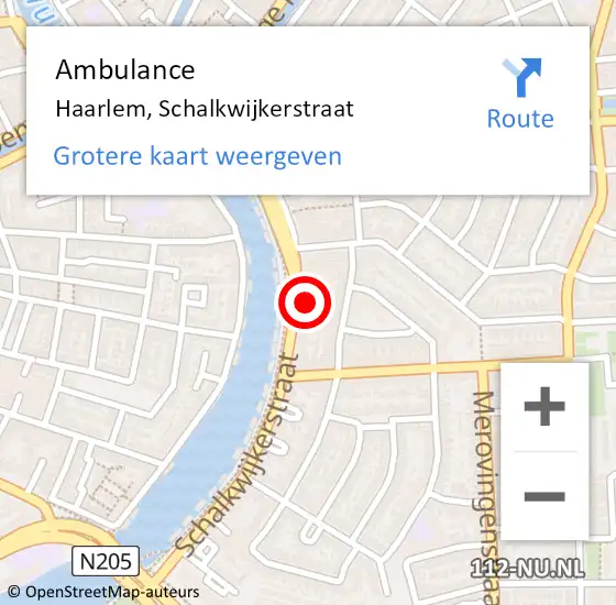Locatie op kaart van de 112 melding: Ambulance Haarlem, Schalkwijkerstraat op 4 december 2023 12:50