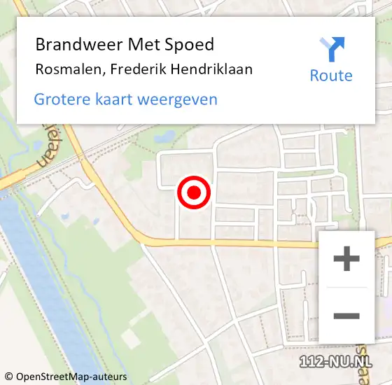Locatie op kaart van de 112 melding: Brandweer Met Spoed Naar Rosmalen, Frederik Hendriklaan op 4 december 2023 12:56