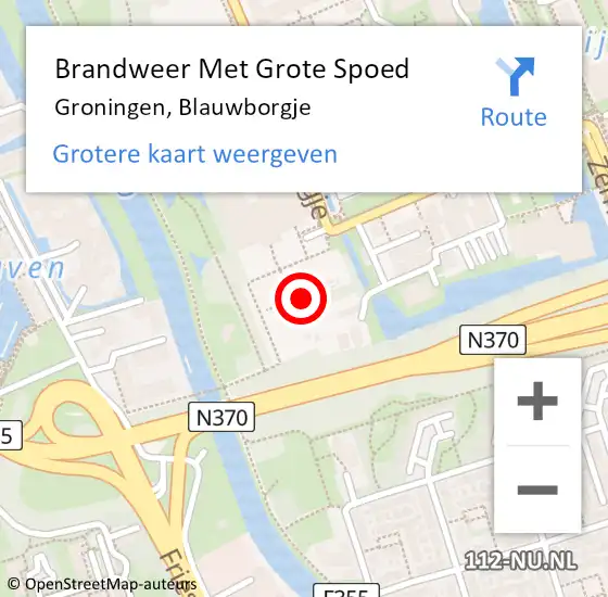 Locatie op kaart van de 112 melding: Brandweer Met Grote Spoed Naar Groningen, Blauwborgje op 4 december 2023 12:58