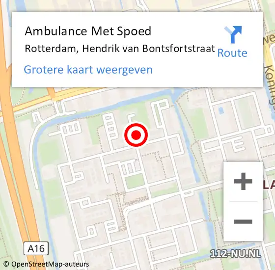 Locatie op kaart van de 112 melding: Ambulance Met Spoed Naar Rotterdam, Hendrik van Bontsfortstraat op 4 december 2023 13:00