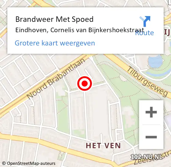 Locatie op kaart van de 112 melding: Brandweer Met Spoed Naar Eindhoven, Cornelis van Bijnkershoekstraat op 4 december 2023 13:04