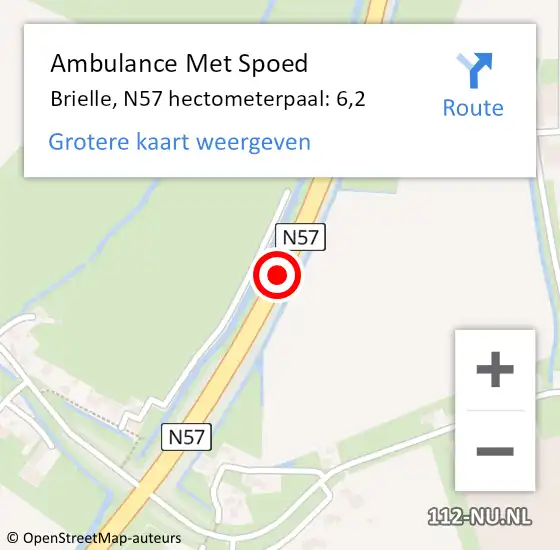 Locatie op kaart van de 112 melding: Ambulance Met Spoed Naar Brielle, N57 hectometerpaal: 6,2 op 4 december 2023 13:16