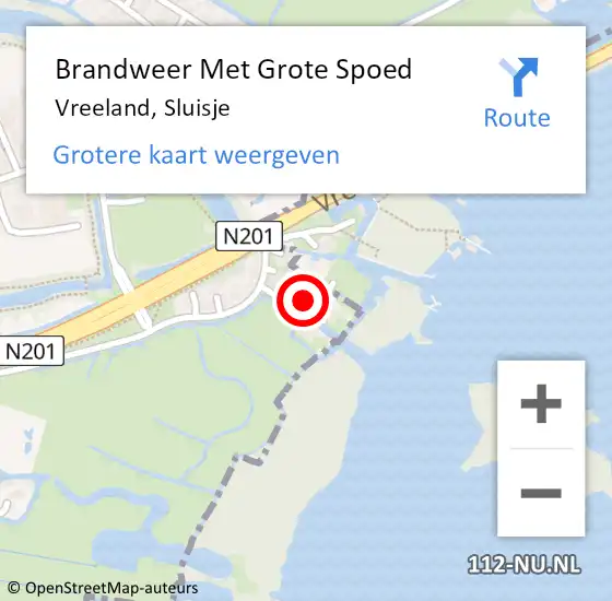 Locatie op kaart van de 112 melding: Brandweer Met Grote Spoed Naar Vreeland, Sluisje op 4 december 2023 13:17