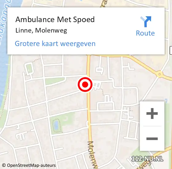 Locatie op kaart van de 112 melding: Ambulance Met Spoed Naar Linne, Molenweg op 4 december 2023 13:27