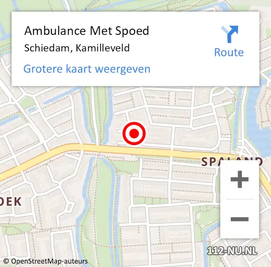 Locatie op kaart van de 112 melding: Ambulance Met Spoed Naar Schiedam, Kamilleveld op 4 december 2023 13:33