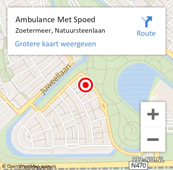 Locatie op kaart van de 112 melding: Ambulance Met Spoed Naar Zoetermeer, Natuursteenlaan op 4 december 2023 13:35