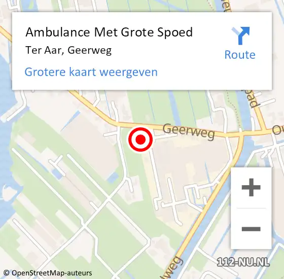 Locatie op kaart van de 112 melding: Ambulance Met Grote Spoed Naar Ter Aar, Geerweg op 17 september 2014 12:29