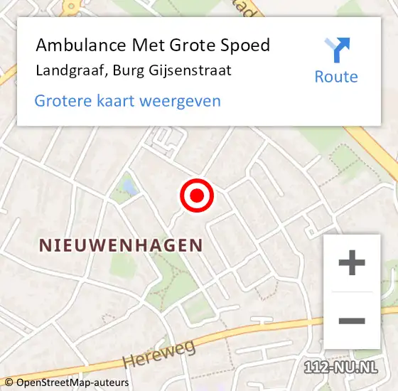 Locatie op kaart van de 112 melding: Ambulance Met Grote Spoed Naar Landgraaf, Burg Gijsenstraat op 17 september 2014 12:29