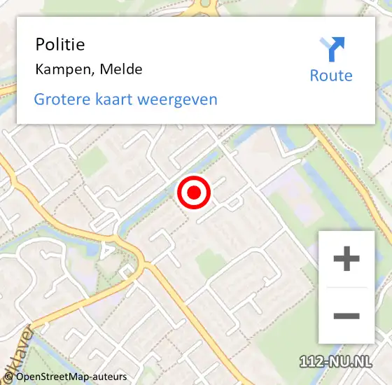 Locatie op kaart van de 112 melding: Politie Kampen, Melde op 4 december 2023 13:58