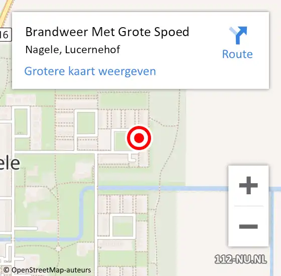 Locatie op kaart van de 112 melding: Brandweer Met Grote Spoed Naar Nagele, Lucernehof op 4 december 2023 14:05