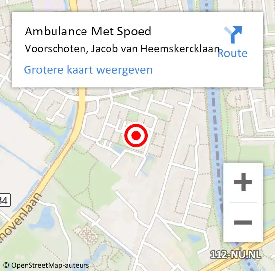 Locatie op kaart van de 112 melding: Ambulance Met Spoed Naar Voorschoten, Jacob van Heemskercklaan op 4 december 2023 15:16