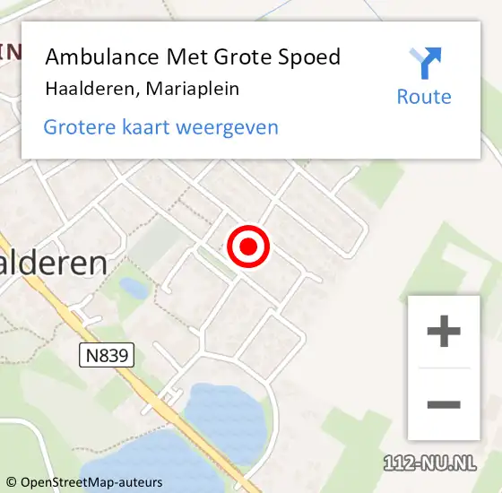 Locatie op kaart van de 112 melding: Ambulance Met Grote Spoed Naar Haalderen, Mariaplein op 14 oktober 2013 19:03