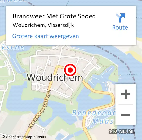 Locatie op kaart van de 112 melding: Brandweer Met Grote Spoed Naar Woudrichem, Vissersdijk op 4 december 2023 15:19