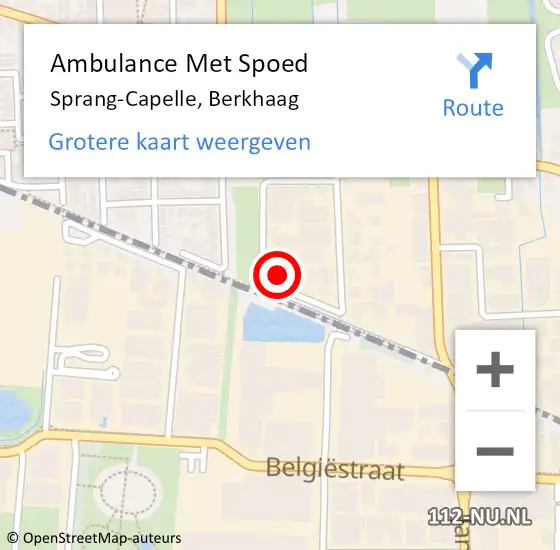 Locatie op kaart van de 112 melding: Ambulance Met Spoed Naar Sprang-Capelle, Berkhaag op 17 september 2014 12:43