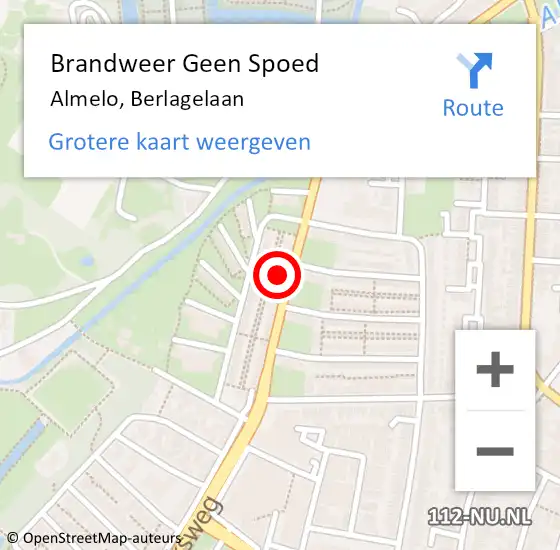 Locatie op kaart van de 112 melding: Brandweer Geen Spoed Naar Almelo, Berlagelaan op 4 december 2023 15:41