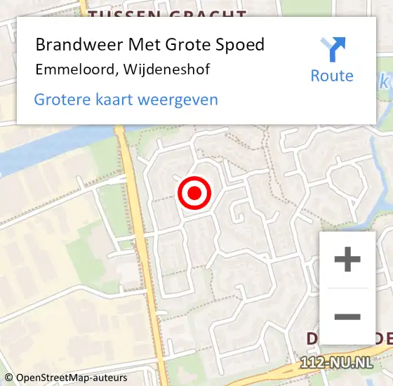 Locatie op kaart van de 112 melding: Brandweer Met Grote Spoed Naar Emmeloord, Wijdeneshof op 4 december 2023 15:49