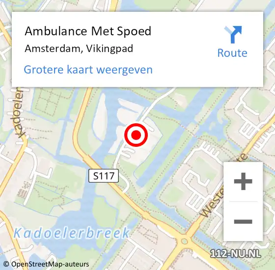 Locatie op kaart van de 112 melding: Ambulance Met Spoed Naar Amsterdam, Vikingpad op 4 december 2023 16:24