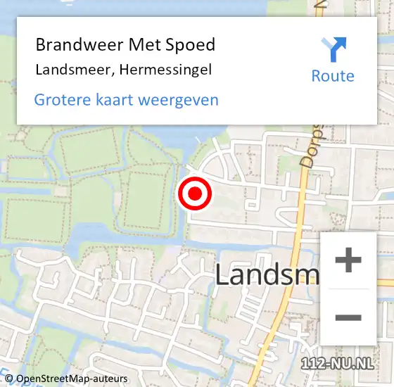 Locatie op kaart van de 112 melding: Brandweer Met Spoed Naar Landsmeer, Hermessingel op 4 december 2023 16:54