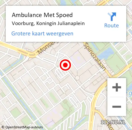 Locatie op kaart van de 112 melding: Ambulance Met Spoed Naar Voorburg, Koningin Julianaplein op 4 december 2023 17:02