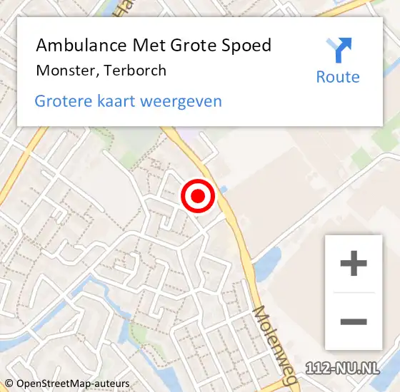 Locatie op kaart van de 112 melding: Ambulance Met Grote Spoed Naar Monster, Terborch op 4 december 2023 18:01