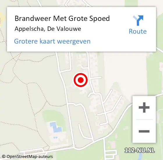 Locatie op kaart van de 112 melding: Brandweer Met Grote Spoed Naar Appelscha, De Valouwe op 4 december 2023 18:38