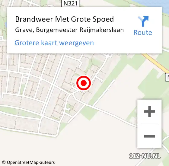 Locatie op kaart van de 112 melding: Brandweer Met Grote Spoed Naar Grave, Burgemeester Raijmakerslaan op 4 december 2023 18:41