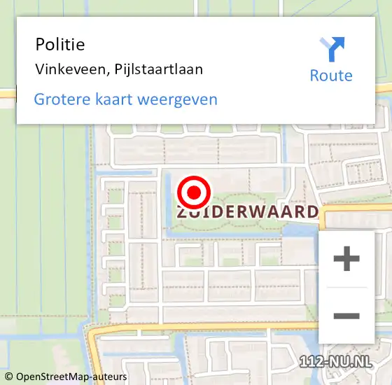 Locatie op kaart van de 112 melding: Politie Vinkeveen, Pijlstaartlaan op 4 december 2023 18:47