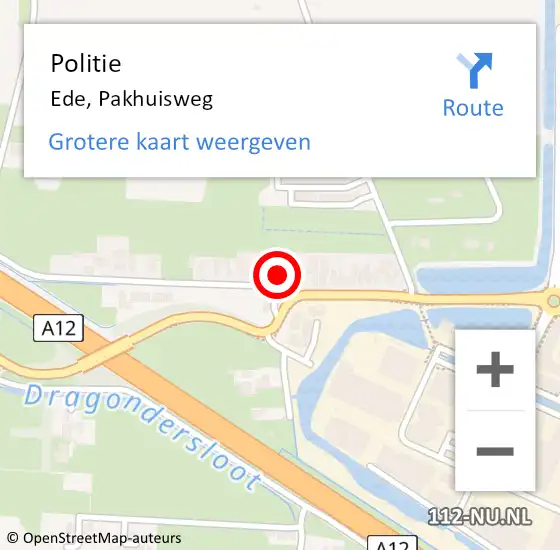 Locatie op kaart van de 112 melding: Politie Ede, Pakhuisweg op 4 december 2023 18:47