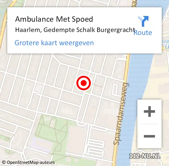 Locatie op kaart van de 112 melding: Ambulance Met Spoed Naar Haarlem, Gedempte Schalk Burgergracht op 4 december 2023 19:01