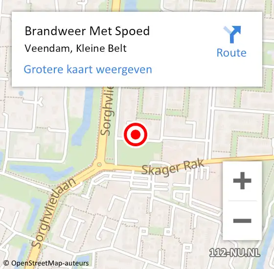 Locatie op kaart van de 112 melding: Brandweer Met Spoed Naar Veendam, Kleine Belt op 4 december 2023 19:15