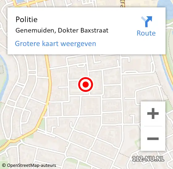 Locatie op kaart van de 112 melding: Politie Genemuiden, Dokter Baxstraat op 4 december 2023 19:30