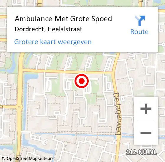 Locatie op kaart van de 112 melding: Ambulance Met Grote Spoed Naar Dordrecht, Heelalstraat op 4 december 2023 19:32