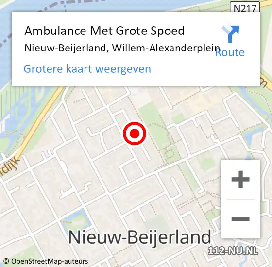 Locatie op kaart van de 112 melding: Ambulance Met Grote Spoed Naar Nieuw-Beijerland, Willem-Alexanderplein op 4 december 2023 19:46