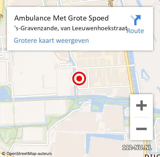 Locatie op kaart van de 112 melding: Ambulance Met Grote Spoed Naar 's-Gravenzande, van Leeuwenhoekstraat op 4 december 2023 20:44