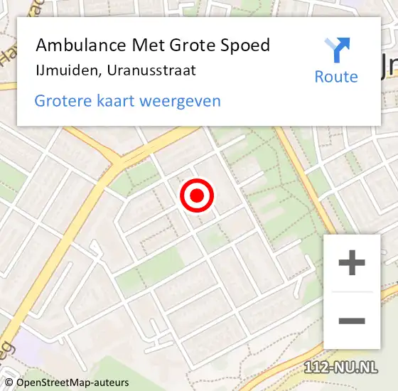 Locatie op kaart van de 112 melding: Ambulance Met Grote Spoed Naar IJmuiden, Uranusstraat op 4 december 2023 21:25