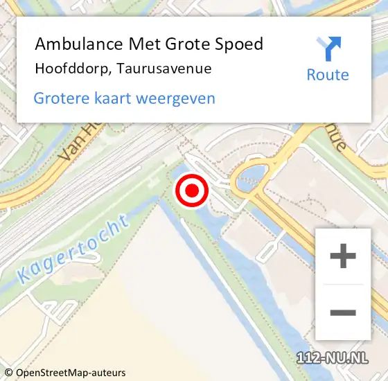 Locatie op kaart van de 112 melding: Ambulance Met Grote Spoed Naar Hoofddorp, Taurusavenue op 4 december 2023 21:37