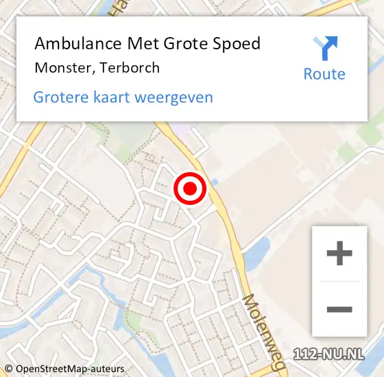 Locatie op kaart van de 112 melding: Ambulance Met Grote Spoed Naar Monster, Terborch op 4 december 2023 21:45