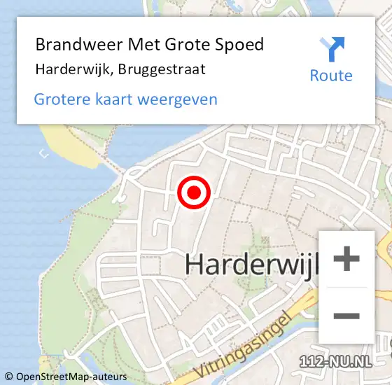 Locatie op kaart van de 112 melding: Brandweer Met Grote Spoed Naar Harderwijk, Bruggestraat op 4 december 2023 21:59