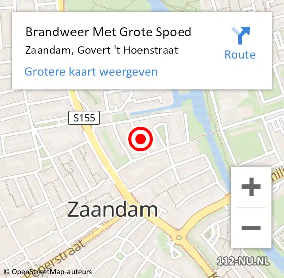 Locatie op kaart van de 112 melding: Brandweer Met Grote Spoed Naar Zaandam, Govert 't Hoenstraat op 4 december 2023 22:12