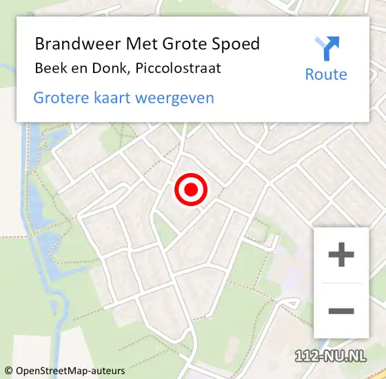 Locatie op kaart van de 112 melding: Brandweer Met Grote Spoed Naar Beek en Donk, Piccolostraat op 4 december 2023 22:22