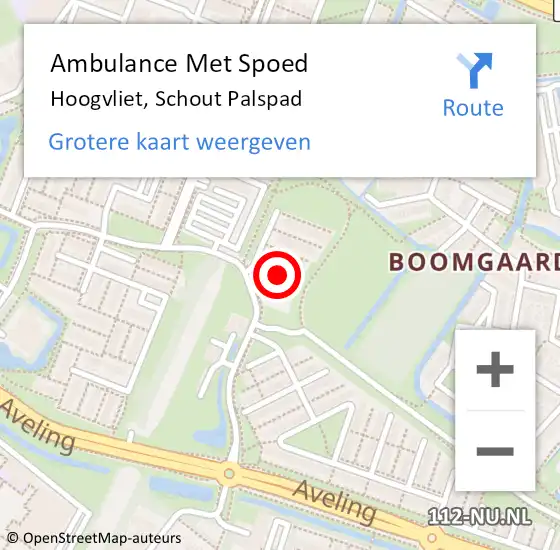 Locatie op kaart van de 112 melding: Ambulance Met Spoed Naar Hoogvliet, Schout Palspad op 4 december 2023 22:22