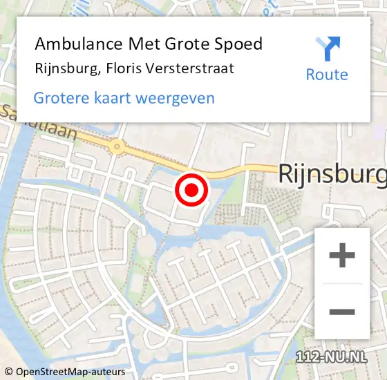 Locatie op kaart van de 112 melding: Ambulance Met Grote Spoed Naar Rijnsburg, Floris Versterstraat op 4 december 2023 22:26