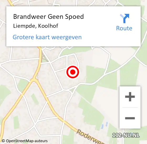 Locatie op kaart van de 112 melding: Brandweer Geen Spoed Naar Liempde, Koolhof op 4 december 2023 22:50