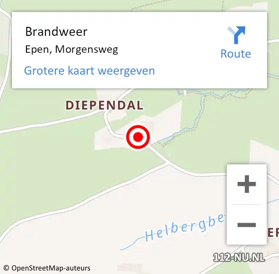 Locatie op kaart van de 112 melding: Brandweer Epen, Morgensweg op 17 september 2014 13:24